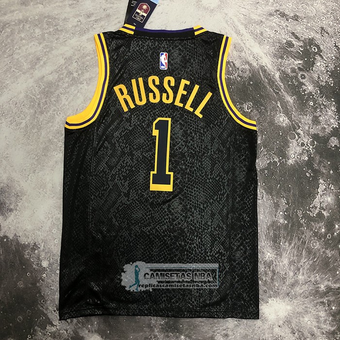 Camiseta Los Angeles Lakers D'Angelo Russell NO 1 Mamba 2021-22 Negro